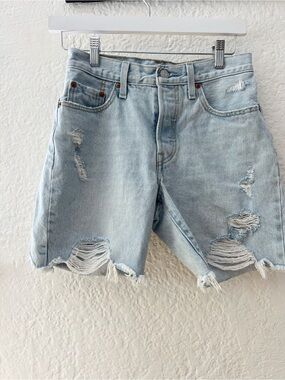Levi's Light Blue Distressed Denim Cutoff Shorts